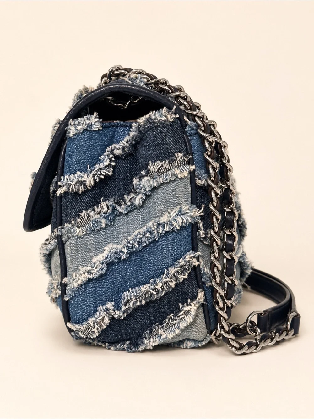 Michael Kors Sloan Large Denim Chevron Shoulder Bag